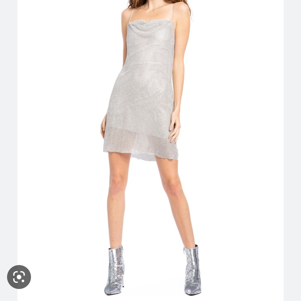 Alice & Olivia silver chain mini dress, size 2, with tags and never worn.